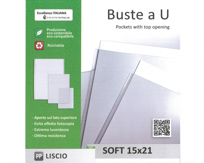 Busta a U soft formato 15x21, liscia alto spessore, confezione da 25 pezzi