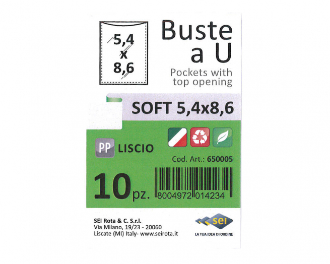 Busta porta tessere soft, formato 5.4x8.6 cm, confezione da 10 pezzi