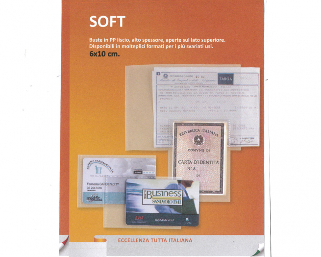 Busta porta tessere soft, formato 6x10 cm, confezione da 10 pezzi