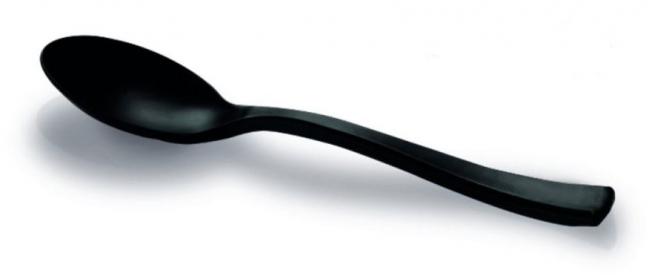 Mini cucchiaio nero in CPLA biodegradabile, confezione da 100 pezzi