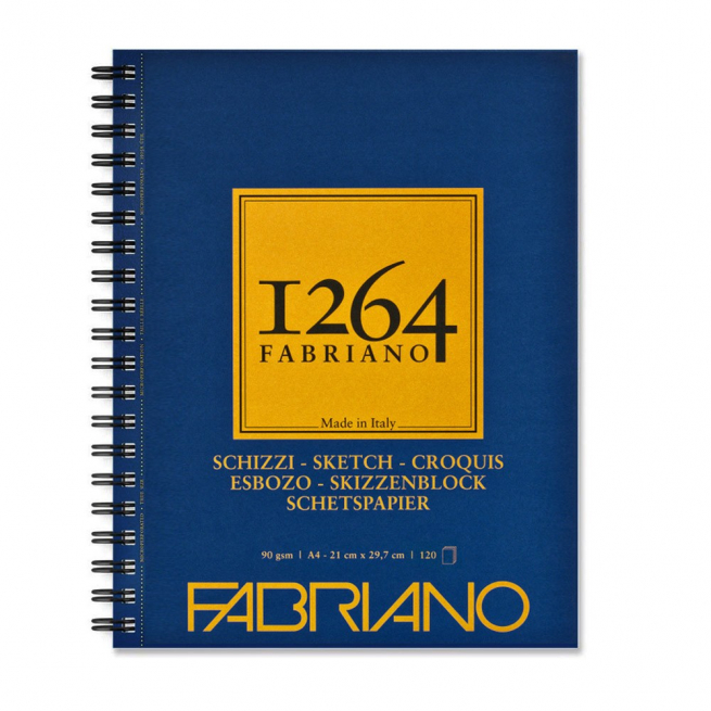 Album schizzi Fabriano 1264 spiralato lato lungo, formato A4, 90 gr/mq, confezione da 120 fogli