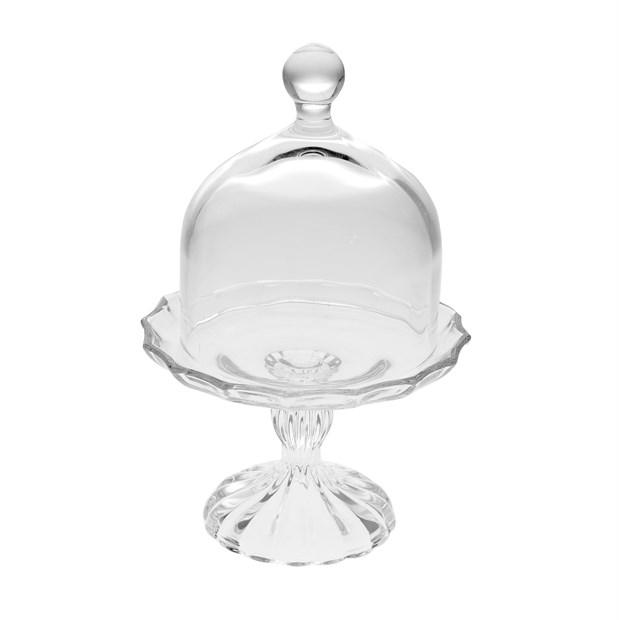 Alzatina con cupola in vetro, diametro 11 cm, altezza 17 cm