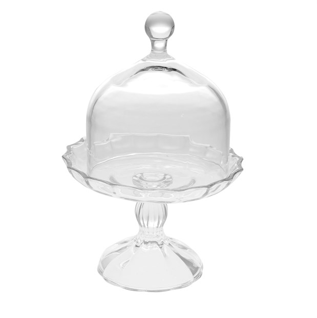 Alzatina con cupola in vetro, diametro 14 cm, altezza 21 cm