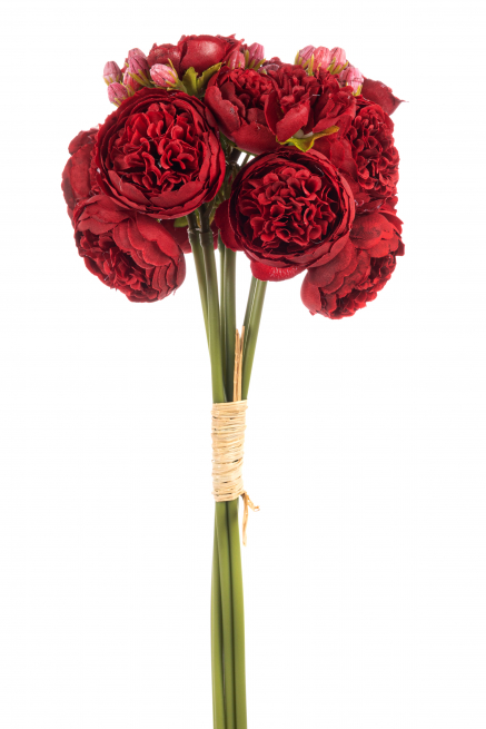 Bouquet peonie rosse, altezza 38 cm