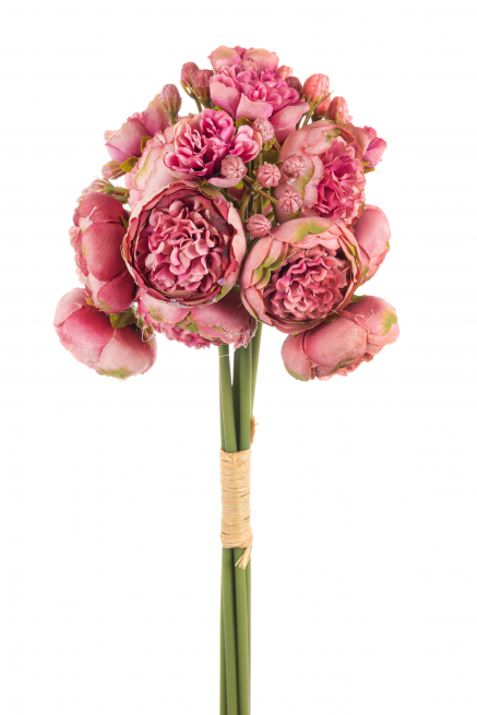 Bouquet mini peonie rosa scuro 38 cm
