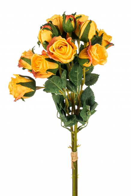 Bouquet boccioli di rose gialle, altezza 40 cm
