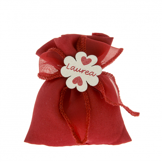 Sacchetto laurea rosso con tirante, 8x10 cm, confezione da 12 pezzi