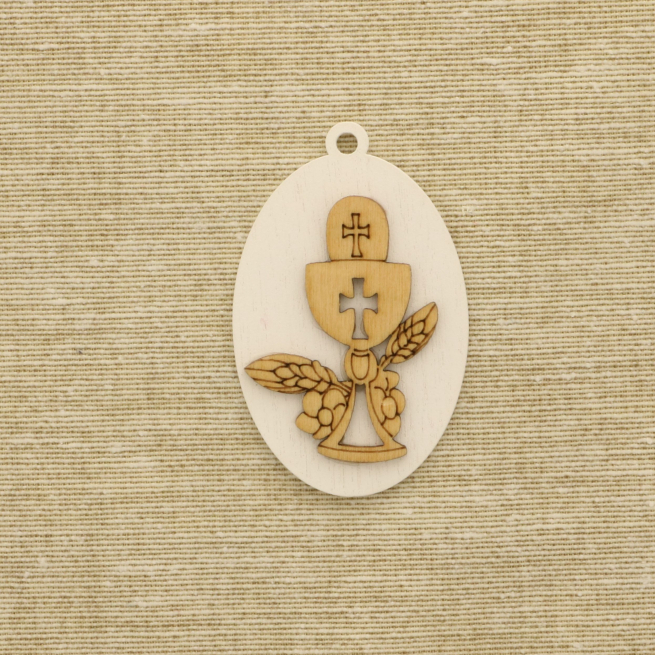Applicazione in legno prima Comunione, altezza 6 cm, confezione da 12 pezzi