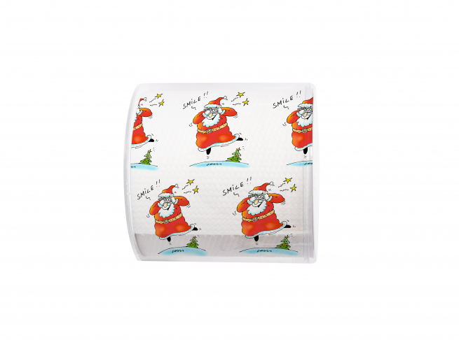 Rotolo carta igienica decoro Babbo Natale sorridente