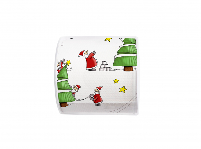 Rotolo carta igienica decoro Babbo Natale al lavoro