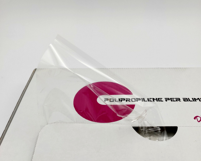 Foglio PLP trasparente per alimenti, 25x37cm, dispenser da 2.5kg.