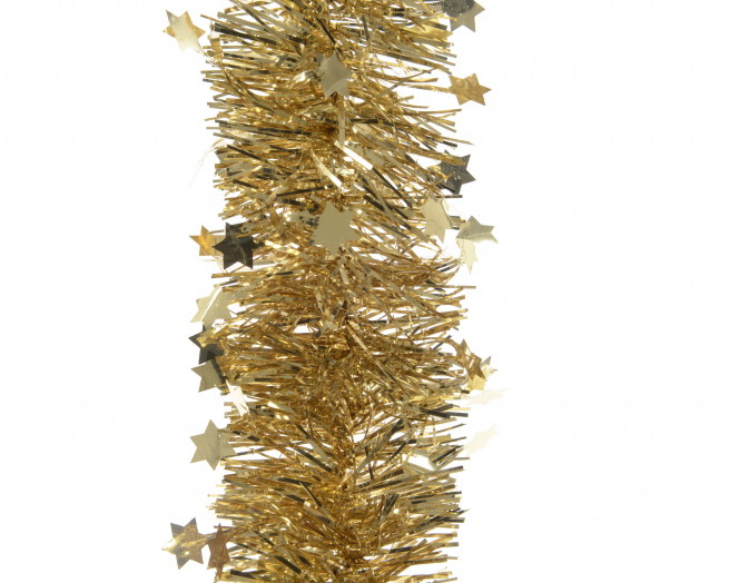 Festone oro con stelline, lunghezza 270 cm, diametro 10 cm