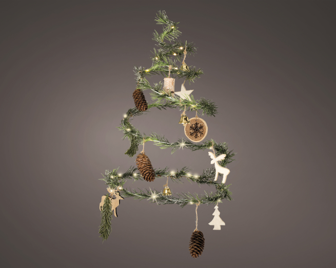Albero in ferro a spirale con luci, diametro base 29 cm, altezza 48 cm