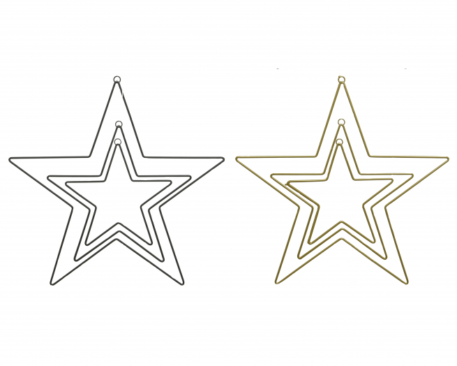 Stella in metallo, diametro 80 cm, set da 3 pezzi oro o argento