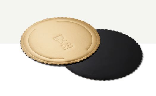 Disco oro-nero in cartoncino "Microlight" con bordo smerlato