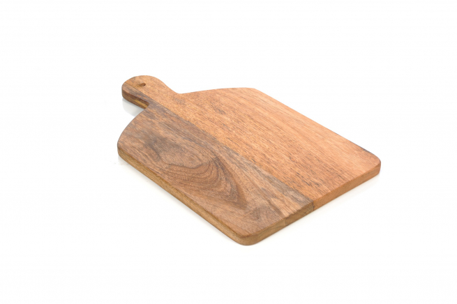 Tagliere in legno con manico e corda, formato 25x40 cm, altezza 1.5 cm