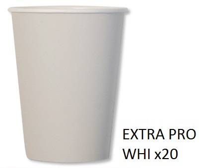 Bicchiere bianco in cartoncino compostabile, 250cc, in confezione da 20 pezzi