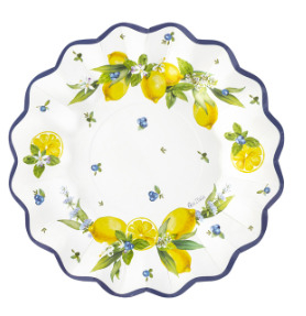 Piatto in cartoncino fantasia "Lemon" chic, confezione da 8 pezzi