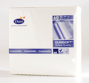 Tovagliolo TNT airlaid "Dunisoft" bianco 40x40cm, confezione da 60 pezzi