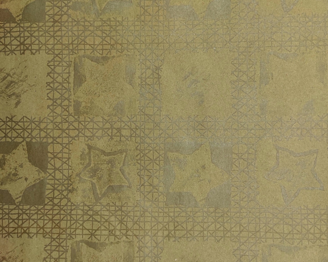 Carta regalo ecopaglia beige, riciclabile, fantasia "Merry", in fogli formato 70 x 100 cm , confezione da 25 pezzi