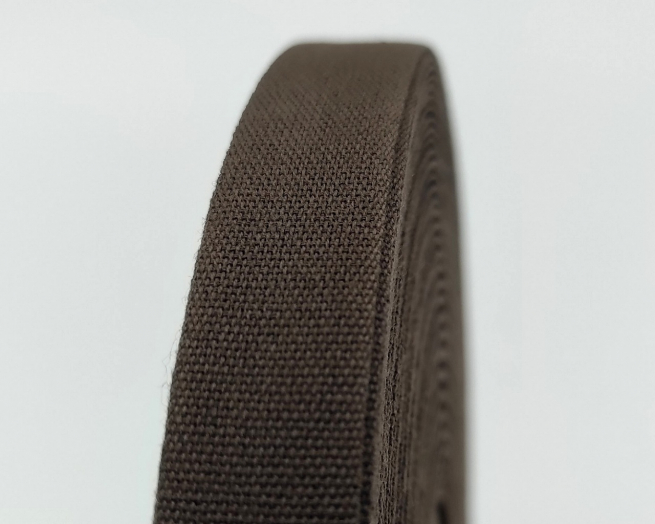 Fettuccia in cotone marrone, altezza 16 mm, lunghezza 50 metri
