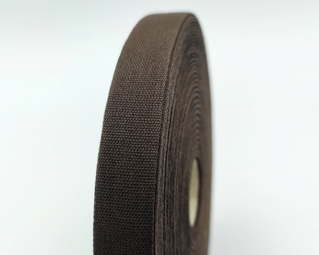 Fettuccia in cotone marrone, altezza 16 mm, lunghezza 50 metri