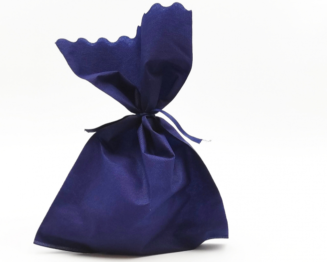 Sacchetto tessuto non tessuto blu notte, bordo smerlato, confezione da 25 pezzi