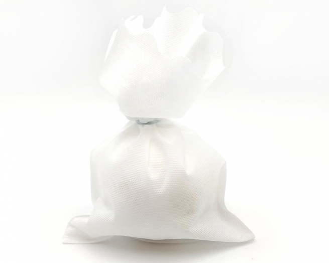 Sacchetto tessuto non tessuto bianco, bordo smerlato, confezione da 25 pezzi