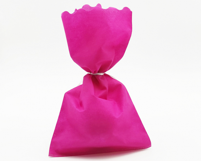 Sacchetto tessuto non tessuto fucsia, bordo smerlato, confezione da 25 pezzi
