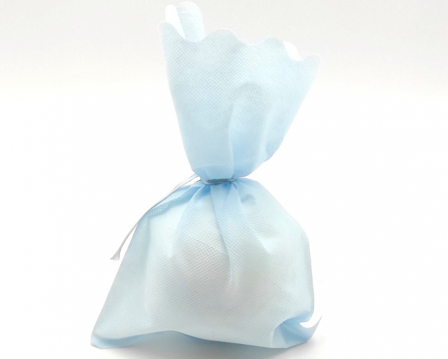 Sacchetto tessuto non tessuto azzurro, bordo smerlato, confezione da 25 pezzi