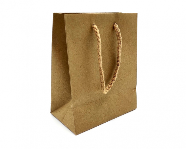 Busta shopper carta kraft nature avana con maniglia in cordone cotone