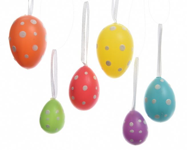 Uova in plastica con pois, confezione da 12 pezzi assortiti