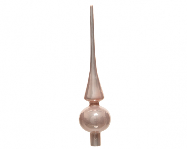 Puntale in vetro rosa cipria, diametro 6 cm, altezza 26 cm
