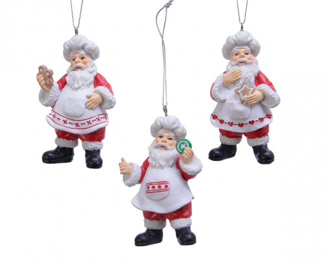 Addobbo Babbo Natale cuoco, 3.5x5.5 cm, altezza 9 cm