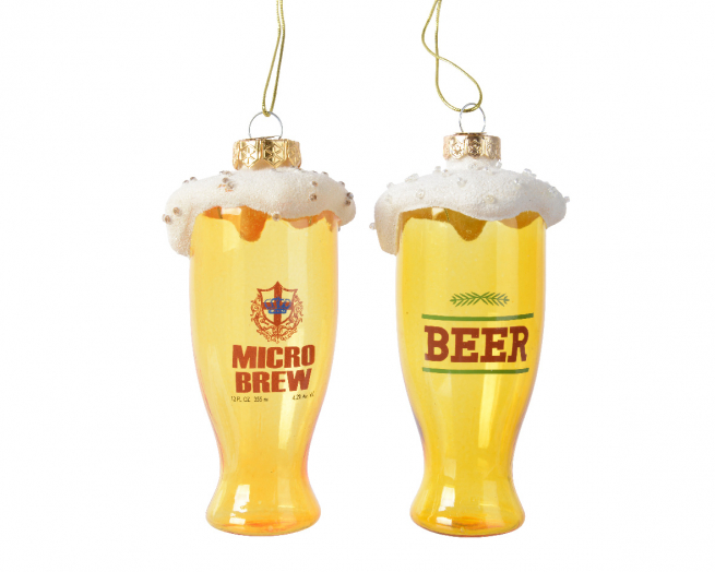 Addobbo "Boccale di birra" in vetro, diametro 5.3 cm, altezza 13.2 cm