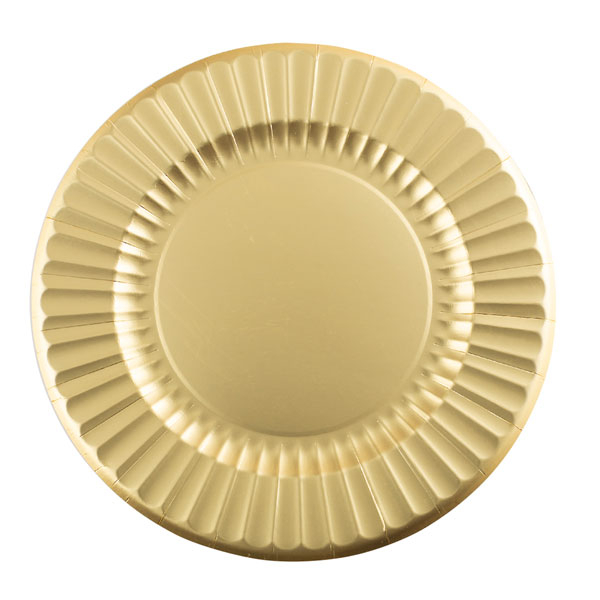Piatto in cartoncino oro satinato 33 cm, confezione da 6 pezzi