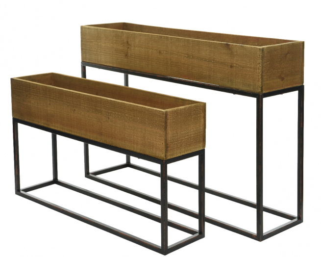 Fioriera rettangolare in legno, 20x73 cm, altezza 51 cm