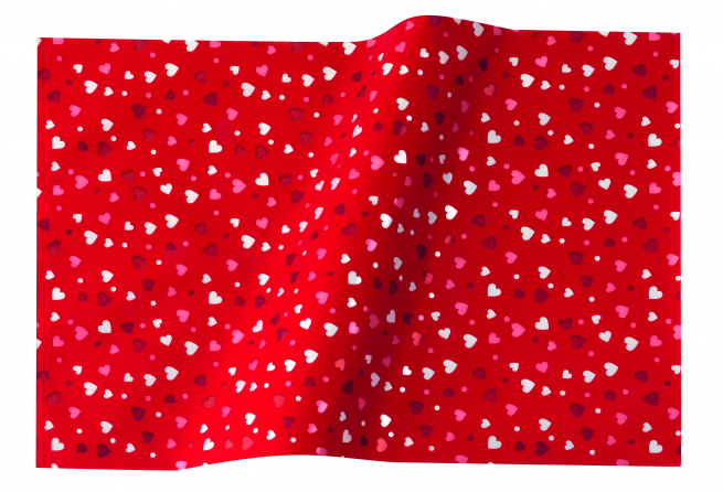 Sacchetto regalo perlato "Stampa Cuoricini", rosso