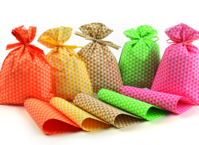 Sacchetto regalo perlato "Stampa Bit Ecrù"