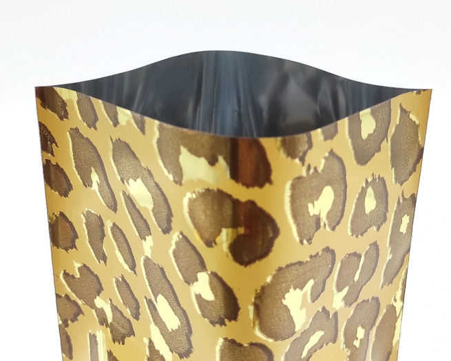 Sacchetto regalo metallizzato fantasia "Brillante Leopard", confezione da 50 pezzi