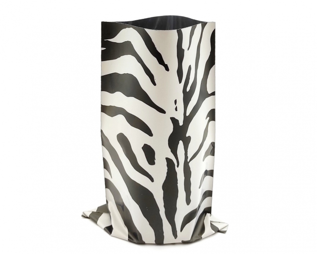 Sacchetto regalo metallizzato fantasia "Brillante Zebra", confezione da 50 pezzi