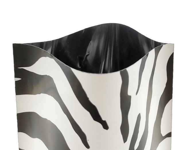 Sacchetto regalo metallizzato fantasia "Brillante Zebra", confezione da 50 pezzi
