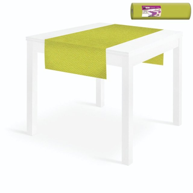 Tovaglia runner "You&Me" in tessuto non tessuto verde mela, rotolo da 24 metri (20 strappi da 120cm)