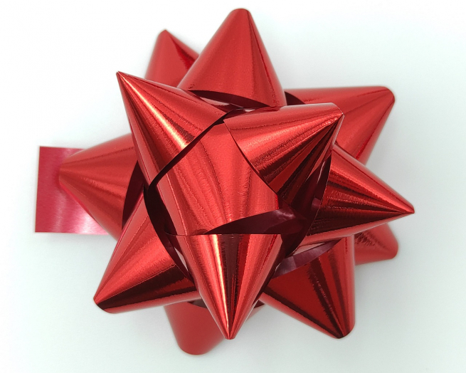 Coccarda adesiva lux colore rosso metallizzato, confezione da 100 pezzi