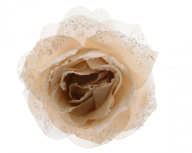 Rosa crema con ghiaccio glitter su clip, diametro 14 cm