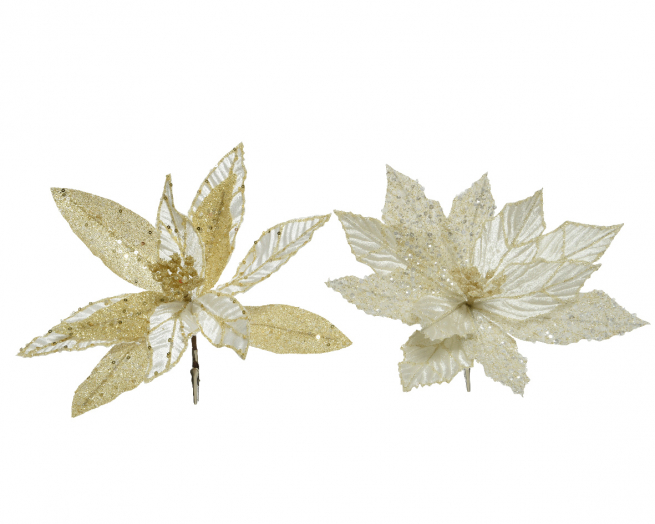 Fiore in tessuto con paillettes e clip, diametro 28 cm, altezza 5 cm