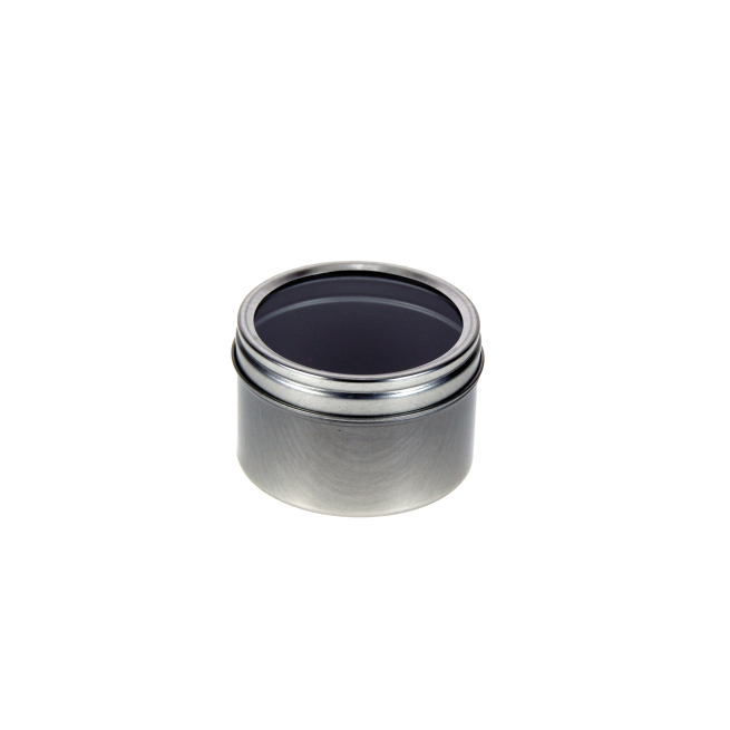Contenitore in metallo con tappo a vite con vetro, diametro 6 cm, confezione da 6 pezzi