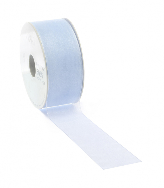 Rotolo nastro organza azzurro chiaro, lunghezza 50 metri
