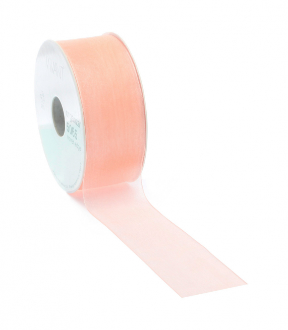 Rotolo nastro organza salmone, lunghezza 50 metri