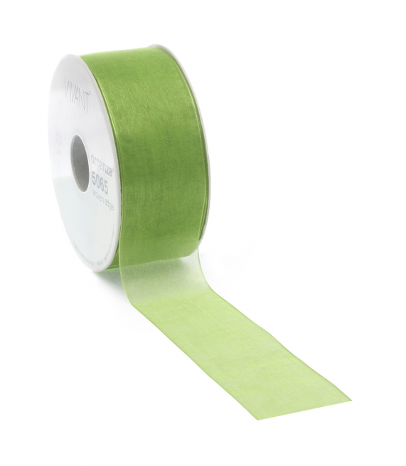 Rotolo nastro organza verde mela, lunghezza 50 metri